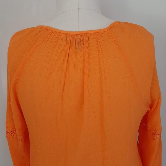 Lane Bryant Gauze/Crochet Orange Top14/16 - Picture 3 of 9
